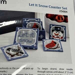 Mary Maxim Let It Snow Coasters & Holder Plastic Canvas Cross Stitch‎ Kit 25684